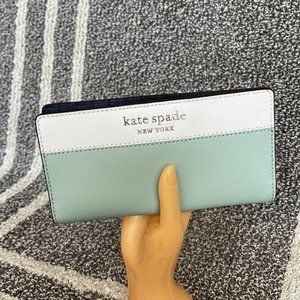 Kate Spade New York Cameron Large Slim Bifold Leather Wallet Spring Meadow